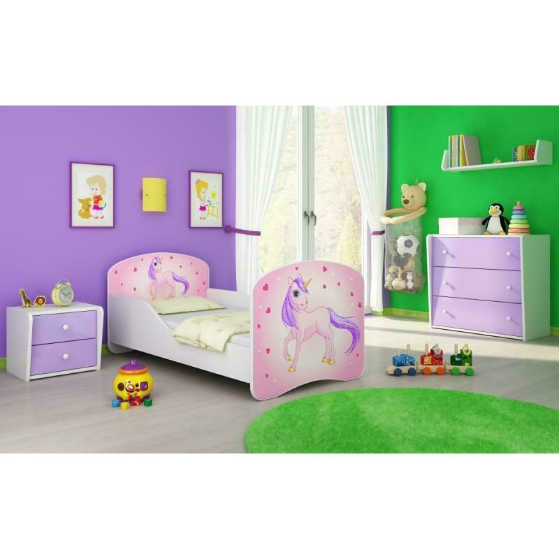 Mykids - patut junior cu saltea heart poney, 140x70 cm