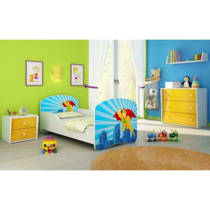 Mykids - patut junior cu saltea super hero, 140x70 cm