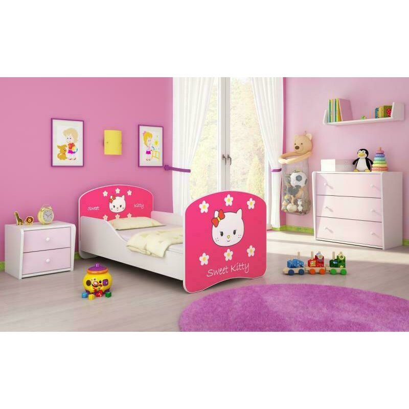 Mykids - patut junior cu saltea sweet kitty, 140x70 cm