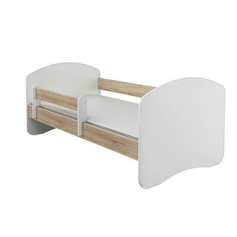 Mykids - patut junior cu saltea, 140x70 cm, alb/natur