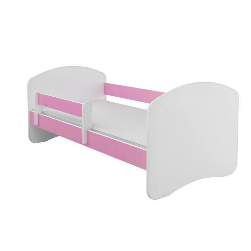 Mykids - patut junior cu saltea, 140x70 cm, alb/roz