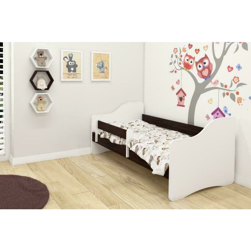 Mykids - patut junior cu saltea happy, 140x70 cm, alb/negru