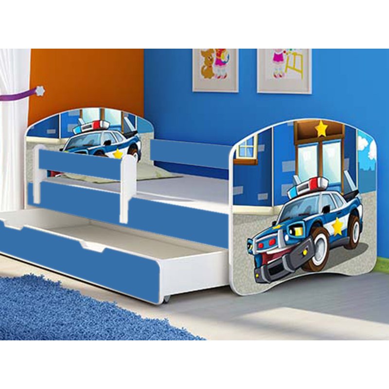 MyKids - Patut tineret Police cu sertar si saltea 140x70