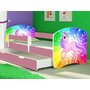MyKids - Patut tineret Rainbow Unicorn cu sertar si saltea 140x70