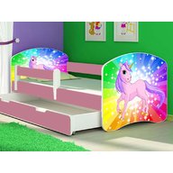 MyKids - Patut tineret Rainbow Unicorn cu sertar si saltea 160x80