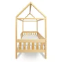 Patut tip casuta din lemn junior, 160x80 cm, Pana la 70 Kg, Cu bariera de protectie, Conform cu EN 716-1:2008, EN 716-2:2008, New Baby, Castello, Natur - 4