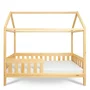 Patut tip casuta din lemn junior, 160x80 cm, Pana la 70 Kg, Cu bariera de protectie, Conform cu EN 716-1:2008, EN 716-2:2008, New Baby, Castello, Natur - 3