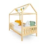 Patut tip casuta din lemn junior, 160x80 cm, Pana la 70 Kg, Cu bariera de protectie, Conform cu EN 716-1:2008, EN 716-2:2008, New Baby, Castello, Natur - 5