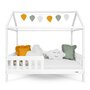 Patut tip casuta din lemn junior, 160x80 cm, Pana la 70 Kg, Cu bariera de protectie, Conform cu EN 716-1:2008, EN 716-2:2008, New Baby, Castello, White - 4