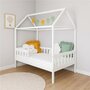 Patut tip casuta din lemn junior, 160x80 cm, Pana la 70 Kg, Cu bariera de protectie, Conform cu EN 716-1:2008, EN 716-2:2008, New Baby, Castello, White - 6