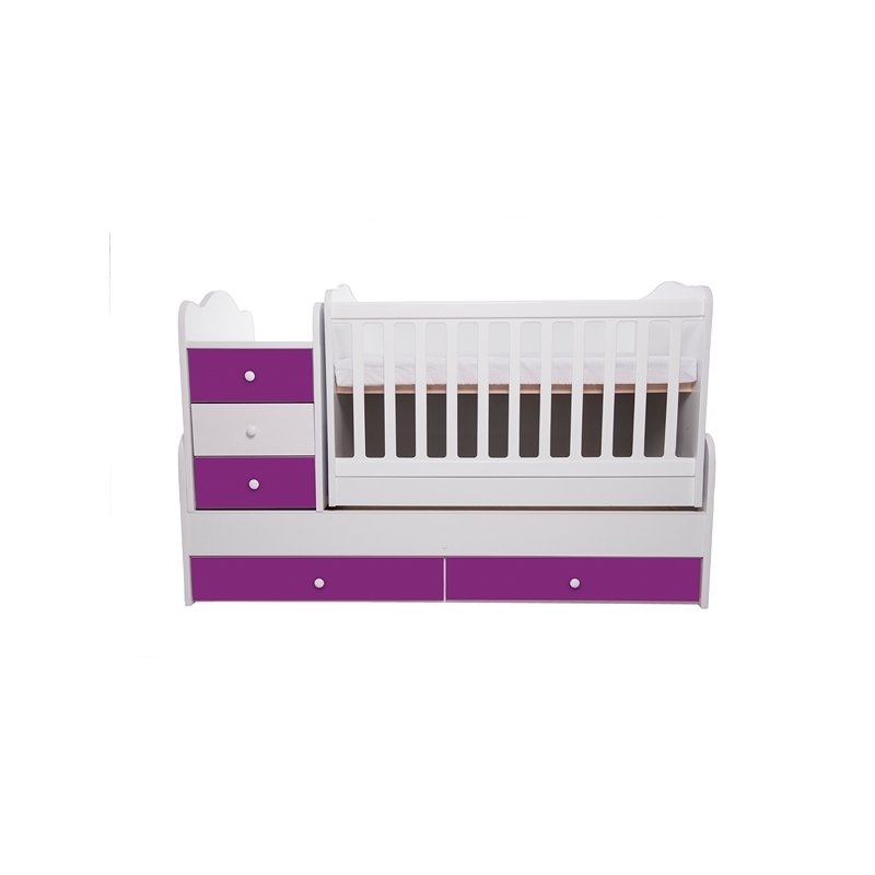Eurogloria - patut transformabil touring alb, violet