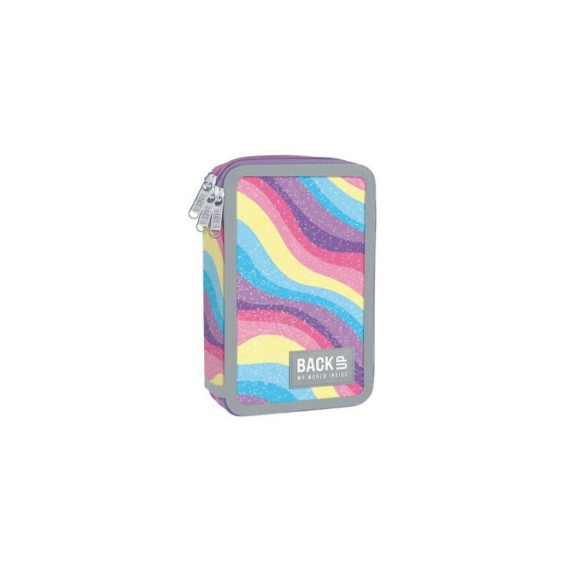 Penar echipat pentru copii scolari si prescolari, BackUp, 3 compartimente, Rainbow PB6EW21, 20x13x7 cm