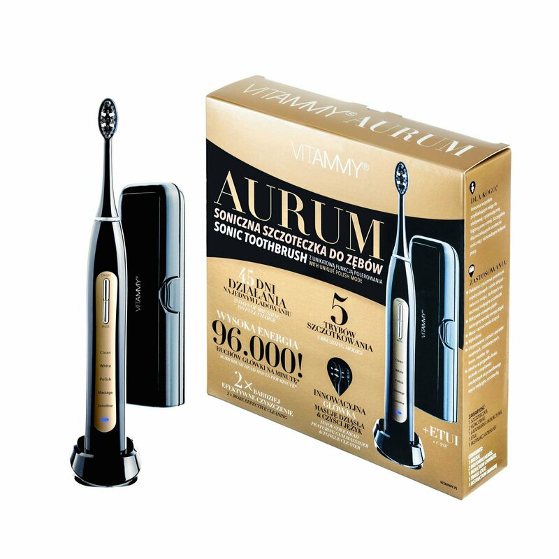 Vitammy - periuta de dinti electrica aurum, 96000 vibratii/min, 5 moduri de periaj, incarcare...