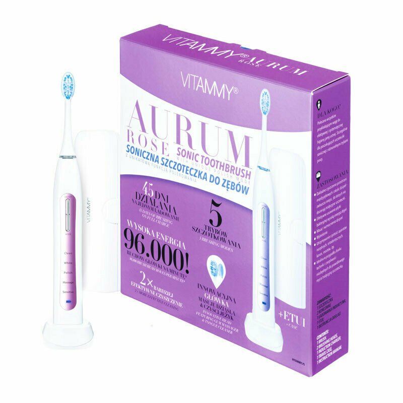 Vitammy - periuta de dinti electrica aurum rose, 96000 vibratii/min, 5 moduri de periaj