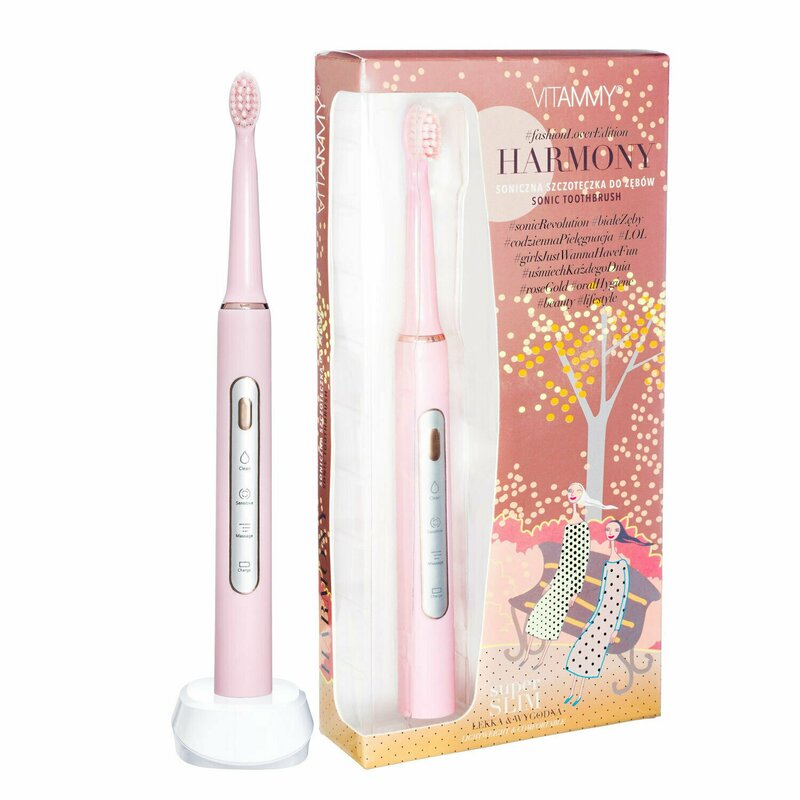 Vitammy - periuta de dinti electrica harmony, 60000 vibratii/min, 3 moduri de periaj, roz, tb8132-ce pink