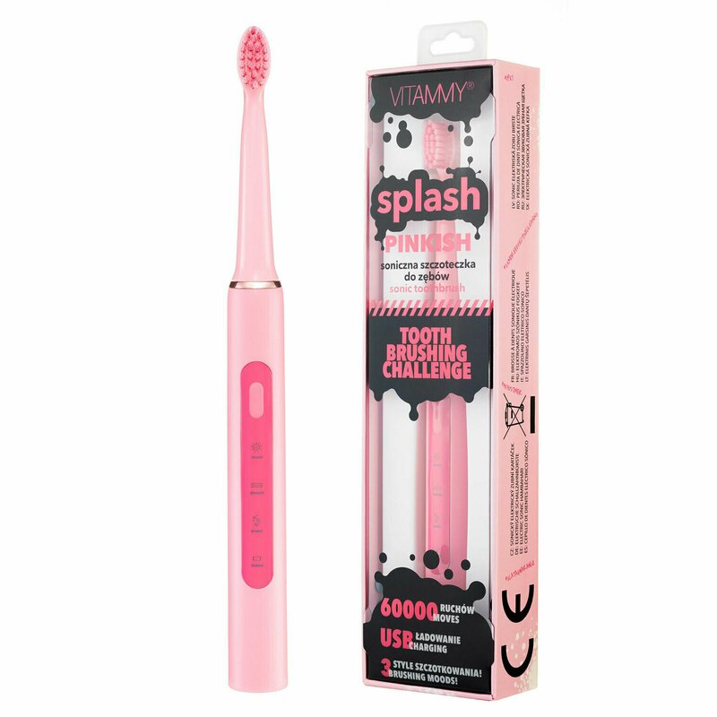 Vitammy - periuta de dinti electrica splash tb8132a-ce pinkish, 60000 vibratii/min, 3 moduri de periaj, roz