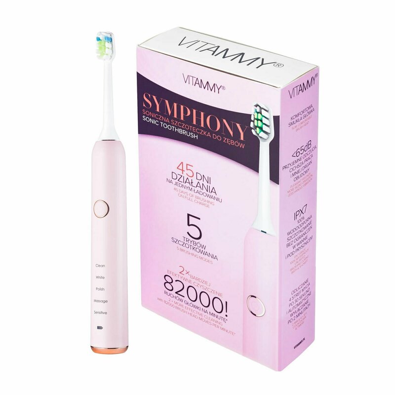 Vitammy - periuta de dinti electrica symphony, 82000 vibratii/min, 5 moduri de periaj, roz, b9071af-ce pink