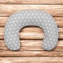Perna alaptare, New Baby, Diametru 16 cm, Lungime in jurul circumferintei 125 cm, Bumbac, 100% antialergic, Husa detasabila, 0 luni+, Stars Grey - 2