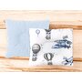 Perna bebelus, MimiNu, Profilata, Cu doua fete, Cu functie anti-soc, Pufoasa, Din catifea si bumbac, Materiale certificate Oeko Tex Standard 100, 23x26 cm, Blue Plane - 3