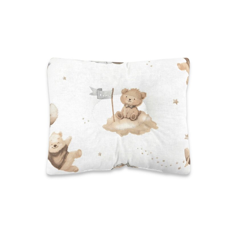 Perna bebelus, Qmini, Profilata, Cu functie anti-soc, Pufoasa, Din bumbac, Material certificate Oeko Tex Standard 100, 23x26 cm, Teddy Explorer Beige