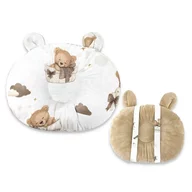 Perna bebelusi, MimiNu, Ursulet, Multifunctionala, Cu doua fete, Tesatura pufoasa minky si bumbac, Materiale certificate Oeko Tex Standard 100, 30x23 cm, Tedy bear dreams beige