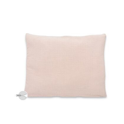 Perna clasica de dormit, Qmini, Cu husa detasabila cu fermoar, Din muselina dubla, 30x40 cm, Powder Pink