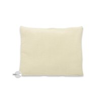 Perna clasica de dormit, Qmini, Cu husa detasabila cu fermoar, Din muselina dubla, 30x40 cm, Warm Beige