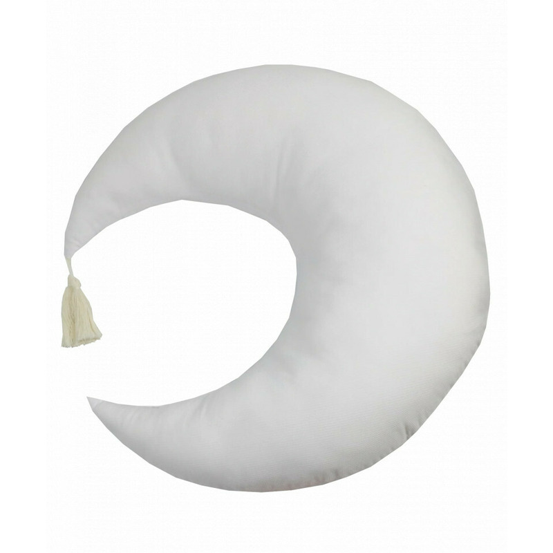 Perna de alaptare multifunctionala, koell, in forma de luna, alb, 70 x 55 cm