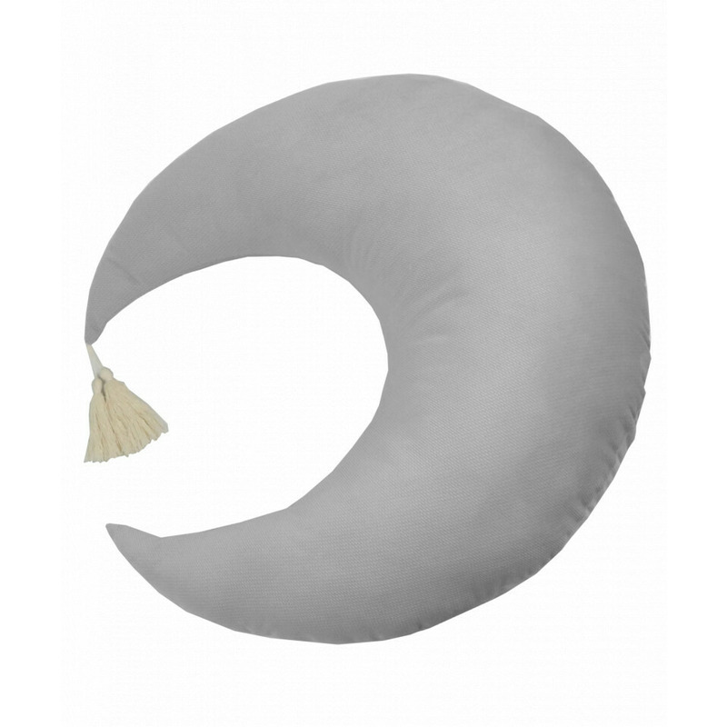 Perna de alaptare multifunctionala, koell, in forma de luna, gri, 70 x 55 cm
