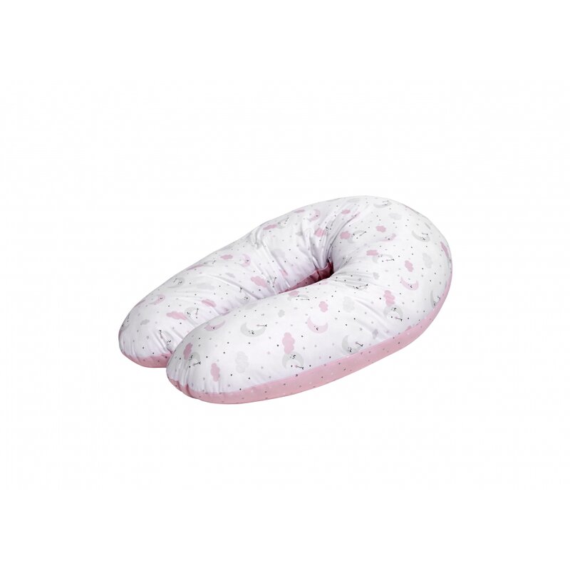 Lorelli - perna pentru alaptat , moons & stars , 190 cm din bumbac, roz
