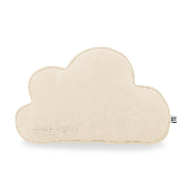 Perna decorativa din bumbac velur, moale, sub forma de Nor, 40 x 30, Sparrow, Cloud, Almond