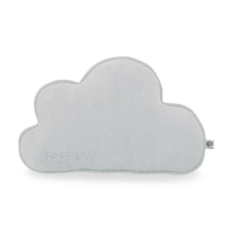 Perna decorativa din bumbac velur, moale, sub forma de nor, 40 x 30, sparrow, cloud, light grey