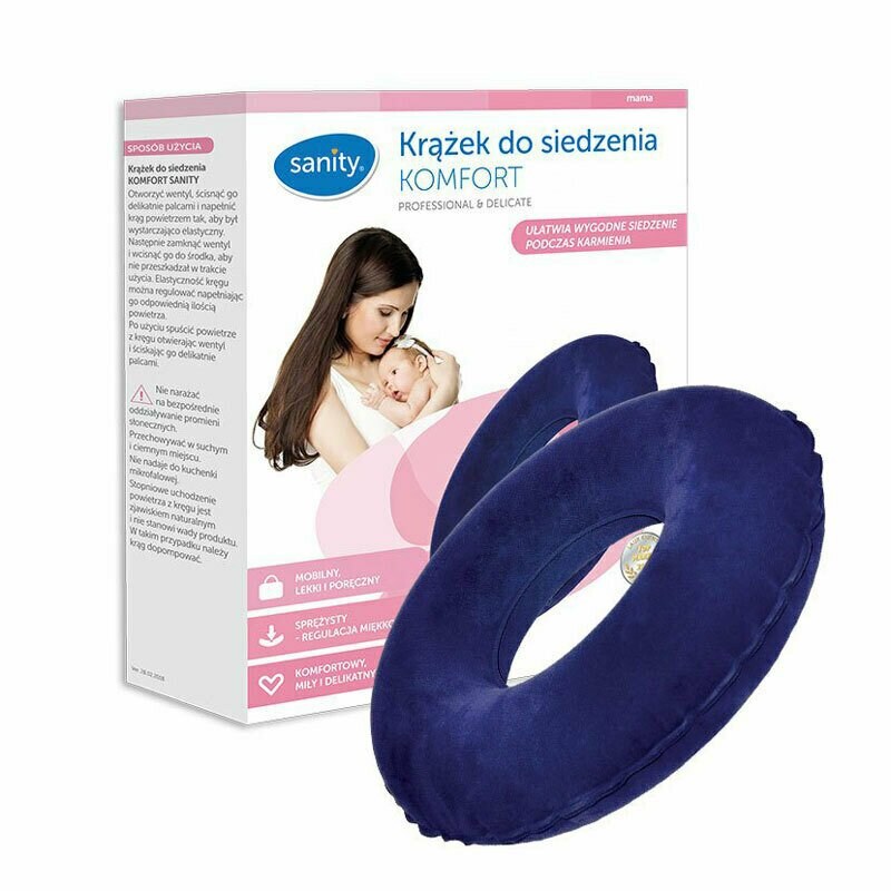 Sanity - perna-inel ortopedic pentru sezut komfort, ideal pentru pozitii comode de alaptare si relaxarea spatelui la birou, in masina sau pe canapea
