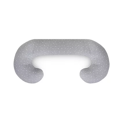 Perna multifunctionala, Ceba Baby, Pentru dureri de spate, somn confortabil si alaptat, Cu bile de silicon si microperle, Husa detasabila din bumbac, 300x30 cm, Oeko-Tex Standard 100, Grey Stars