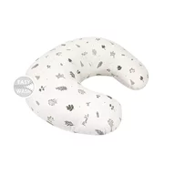Perna pentru alaptat, MimiNu, Din bumbac certificat Oeko Tex Standard 100, Cu husa detasabila, Cu fermoar securizat, Circumferinta 155 cm, Leaves
