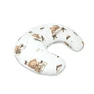 Perna pentru alaptat, MimiNu, Din bumbac certificat Oeko Tex Standard 100, Cu husa detasabila, Cu fermoar securizat, Circumferinta 155 cm, Tedy bear dreams beige