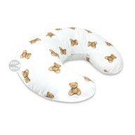 Perna pentru alaptat, Qmini, Din bumbac certificat Oeko Tex Standard 100, Cu husa detasabila, Cu fermoar securizat, Circumferinta 155 cm, Teddy Toys