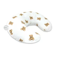 Perna pentru alaptat, Qmini, Din bumbac certificat Oeko Tex Standard 100, Cu husa detasabila, Cu fermoar securizat, Circumferinta 155 cm, Teddy Toys