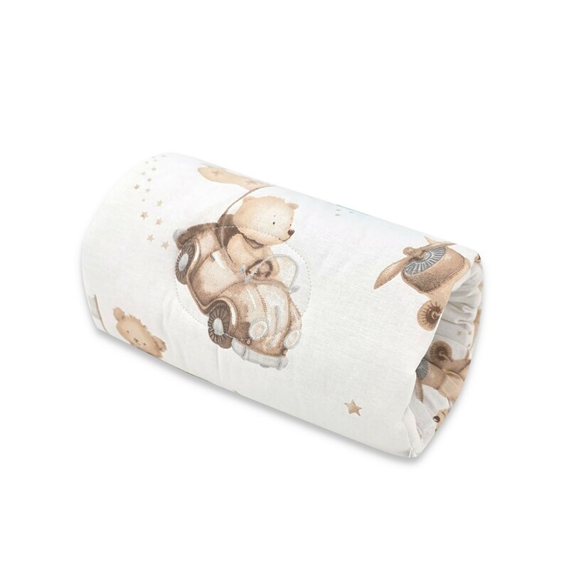 Perna pentru alaptat, Qmini, Tip manson, Din bumbac certificat Oeko Tex Standard 100, 25 cm, Teddy Explorer Beige