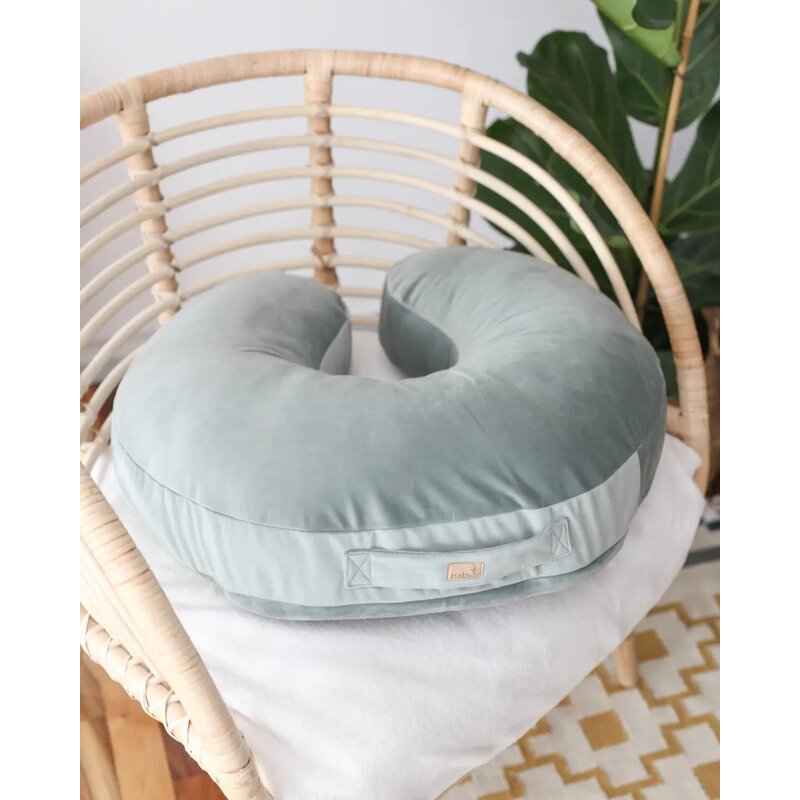 Babyly - perna pentru gravide si alaptare, catifea velvet si umplutura ferma, antialergica, big cu maner, mint,