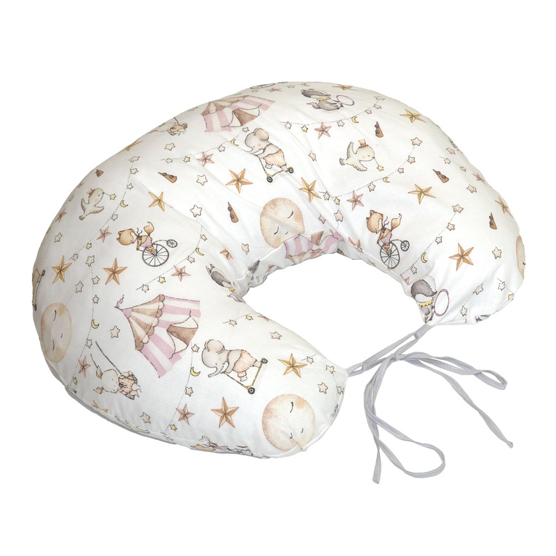 Perna pentru gravide si alaptare, husa detasabila din bumbac 100% si umplutura antialergica babysoft , circ roz, amy