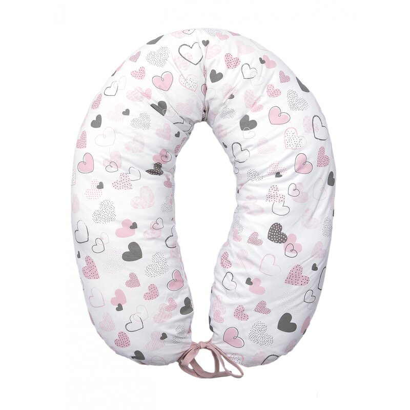 Amy - perna pentru gravide si alaptare, husa detasabila din bumbac 100% si umplutura antialergica babysoft , inimioare,