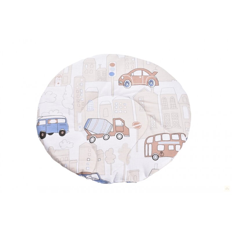 Confort family - perna clasica de dormit plata rotunda , masinute, din bumbac, 30x30 cm