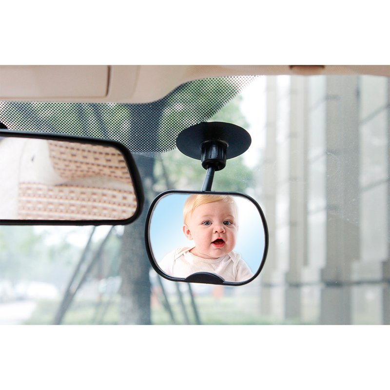 Oglinda auto retrovizoare, Petite&Mars, Rotativa 360 Oskar, Cu montare pe parbriz si la parasolare, 10 x 7 cm, Negru
