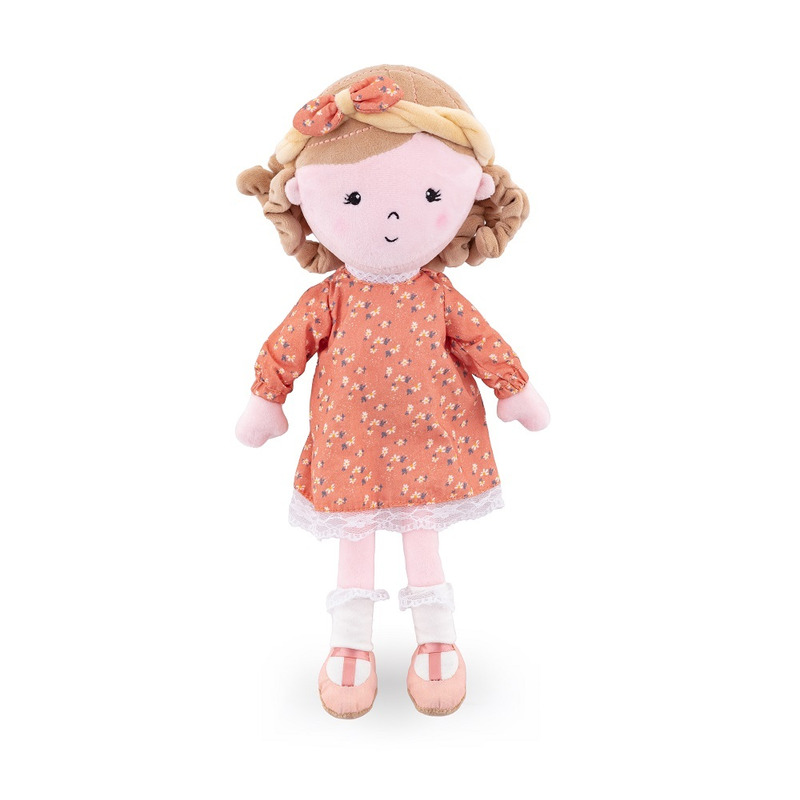 Petite&mars - papusa sophie 14 x 34 cm, 0 luni+, ambalaj cu mini puzzle din carton, 35 cm, roz