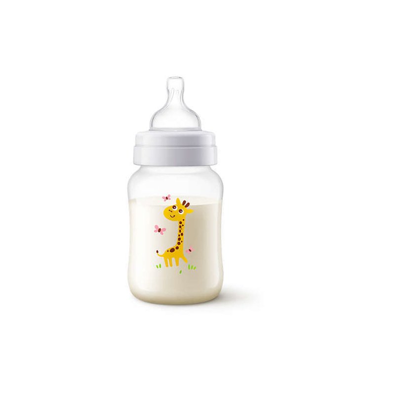 Philips avent - biberon girafa , anticolici din polypropilena (pp) 260 ml, galben