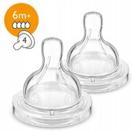 Philips Avent - Set tetine, 4 gauri, Europe/South America, Airflex, 6 luni+, Din silicon, Fara BPA, Transparent