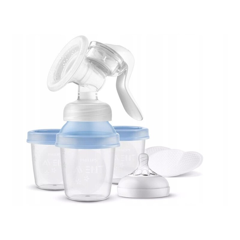 Philips avent - pompa manuala , cu accesorii, bpa free, cu recipiente de stocare incluse, plastic, alb