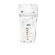 Pungi stocare lapte, Philips Avent, 25 buc, Fermoar dublu, Fara BPA, 180 ml, Transparent