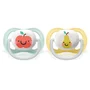 Set 2 suzete, Philips Avent, Ultra air, Ortodontice, Moi si flexibile, Silicon, Includ carcasa de depozitare, Fara BPA, 0-6 luni, Green/Yellow - 2